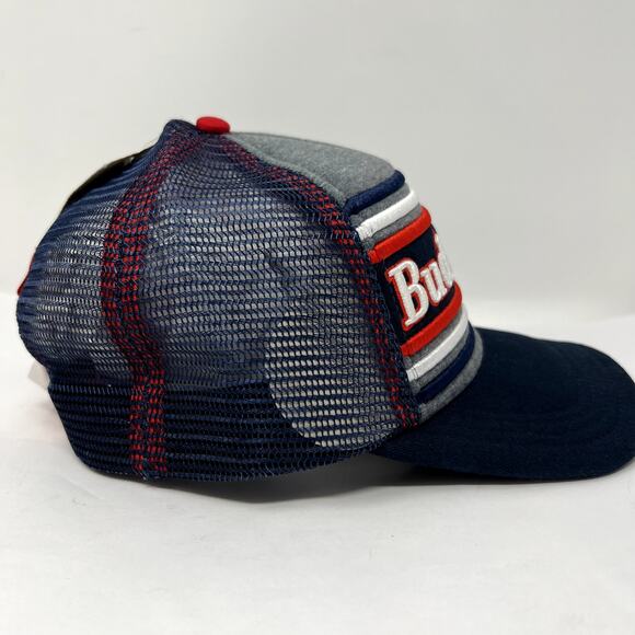Budweiser Hat Men Blue Grey Cotton Snapback Baseball NWT Outdoor Trucker Cap - Picture 7 of 8